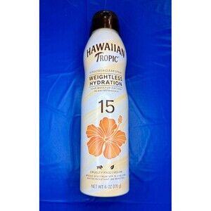 Hawaiian Tropic Weightless Hydration Clear Mist Spray Sunscreen SPF 15 6oz